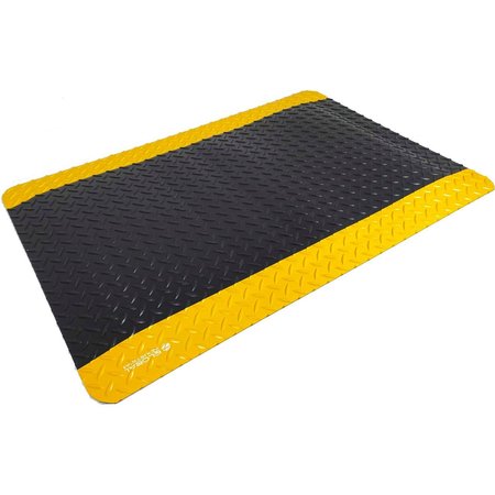 Diamond-Plate Anti Fatigue Mat, 9/16 Thick, 4'W x 6'L, Black/Yellow -  GLOBAL INDUSTRIAL, 800514